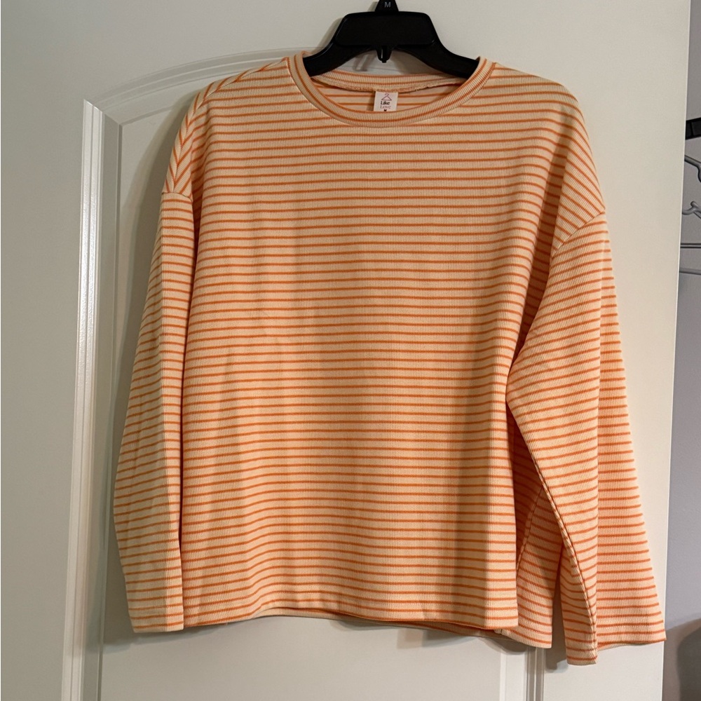 Striped Orange and Cream Long Sleeve Top New Boutique